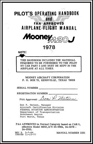 Mooney M20J 1978 Pilot's Operating Handbook (1221)