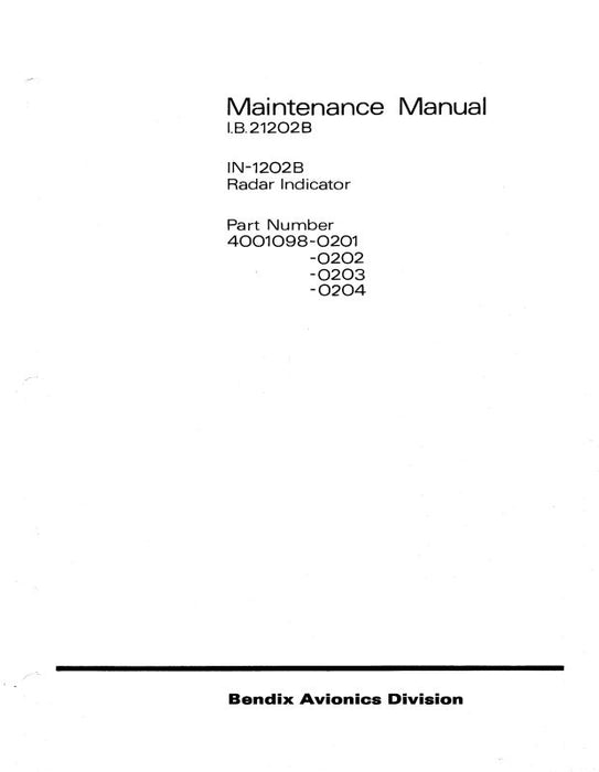 Bendix IN-1302A-IN-1402A Maintenance Manual (I.B.21402A)