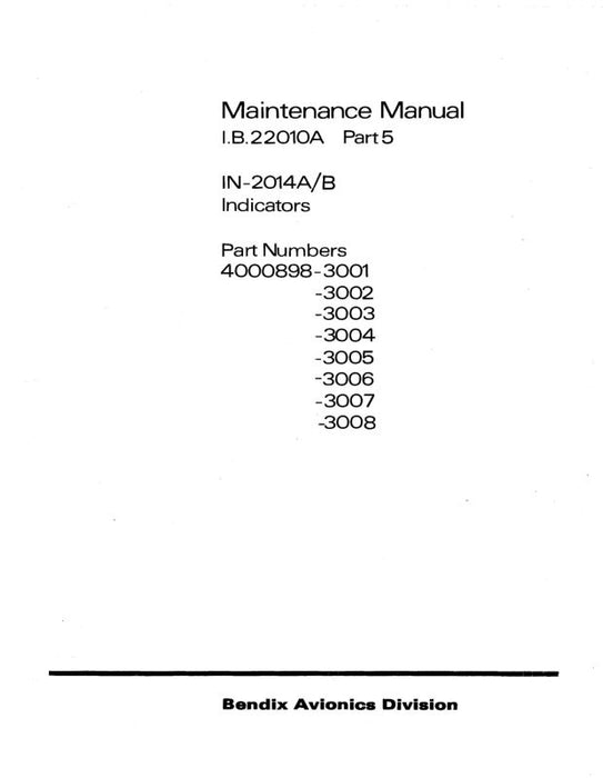 Bendix IN-2026A Maintenance Manual (BXIN2026A-M-C)