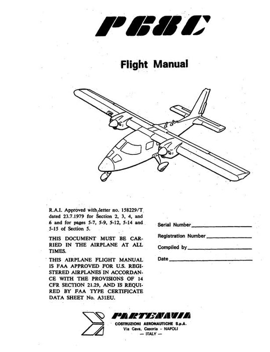 Partenavia P68C 1991 Flight Manual (PRP68C-91-F-C)