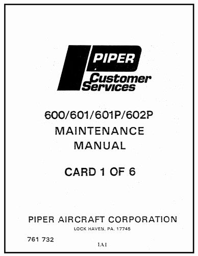 Piper 600,601,601P,602P 1981 Maintenance Manual (761-732)