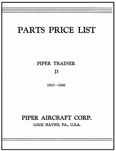 Piper J3 Cub Trainer Parts Catalog (PAJ3-P)