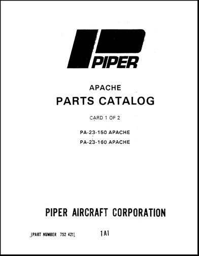 Piper PA23-150-160 Apache Parts Catalog (752-421)