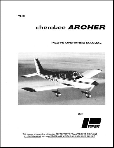 Piper PA28-180 Archer 1974-75 Pilot's Information Manual (761-556)