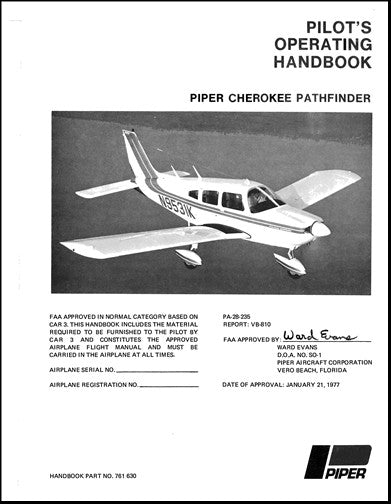 Piper PA28-235 Pathfinder 1977 Pilot's Operating Handbook (761-630)