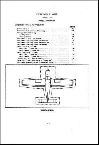 Piper PA28R-201 Arrow Pilot's Checklist (PA28R201CK)