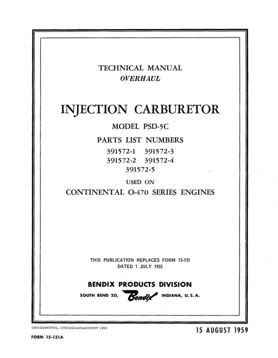 Bendix PSD-5C Injection Carburetor Overhaul Manual (15-131A)