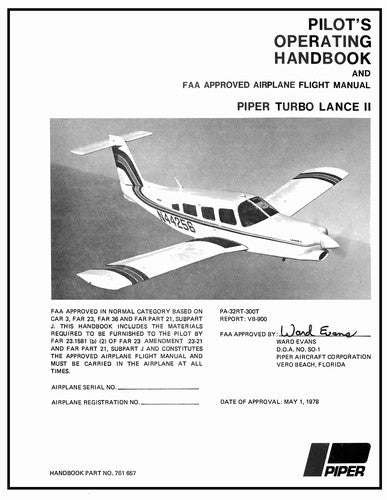 Piper PA32RT-300T Lance II 1978-79 Pilot's Information Manual (761-657)