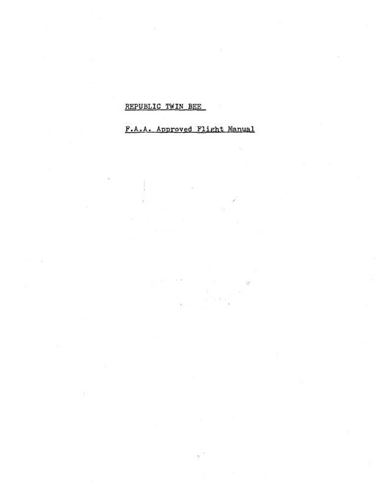 Republic Aviation Twin Bee UC-1 Flight Manual (PRPUC1-F-C)
