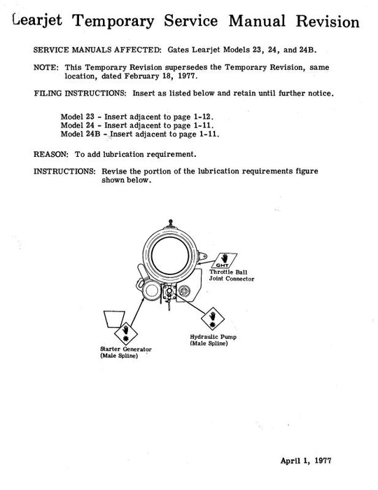 Learjet  Models 23 Temporary Service Manual (LE23-79-MC)