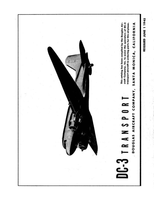McDonnell Douglas DC-3 Transport 1945 Illustrated Parts Catalog (MCDC3-45-P-C)
