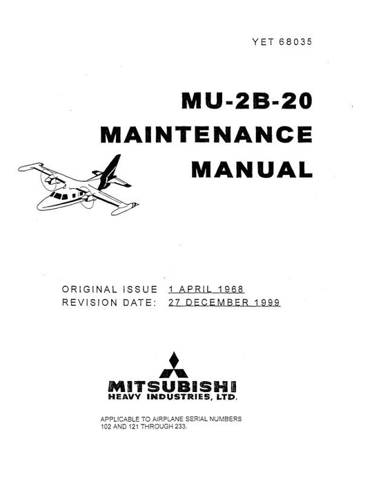 Mitsubishi Heavy Industries MU-2 Series 1968 Maintenance & Wiring Manual (YET-68035)