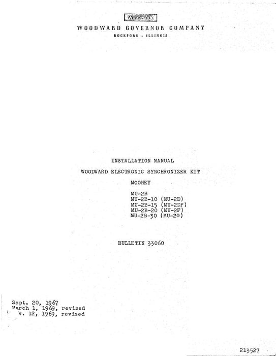Mitsubishi Heavy Industries MU-2B,10,15,20,30 1967 Installation Manual (BULLETIN-33060)