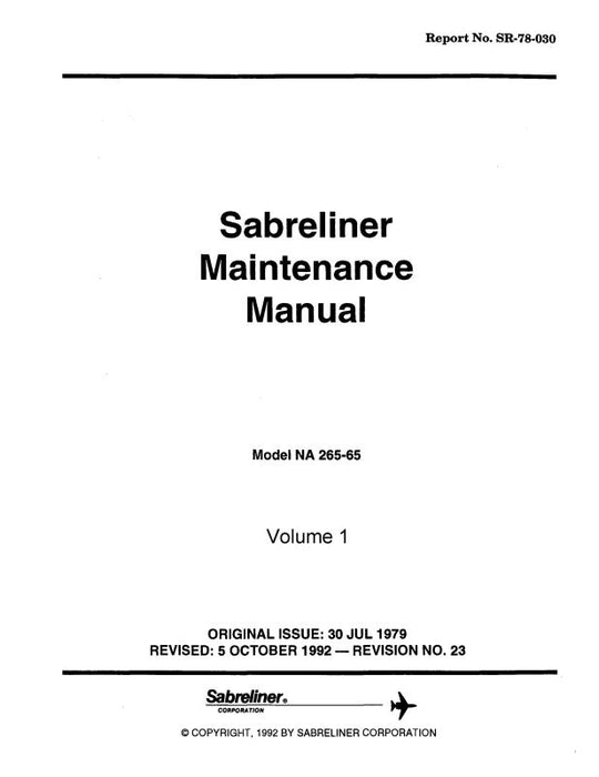 North American NA-265-65 1979 Sabreliner Maintenance Manual (SR-78-030)