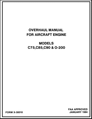 Continental C-75, C-85, C-90 & O-200 1984 Overhaul Manual (X30010)