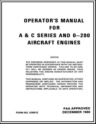Continental C-75, C-85, C-90 & O-200 Operator's Manual (X30012)