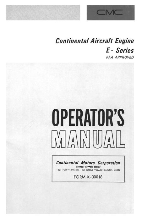 Continental E-165, E-185, E-225 Series Operator's Manual (X-30018)