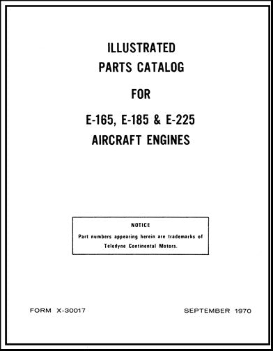 Continental E-165, E-185, E-225 Series Parts Catalog (X-30017)