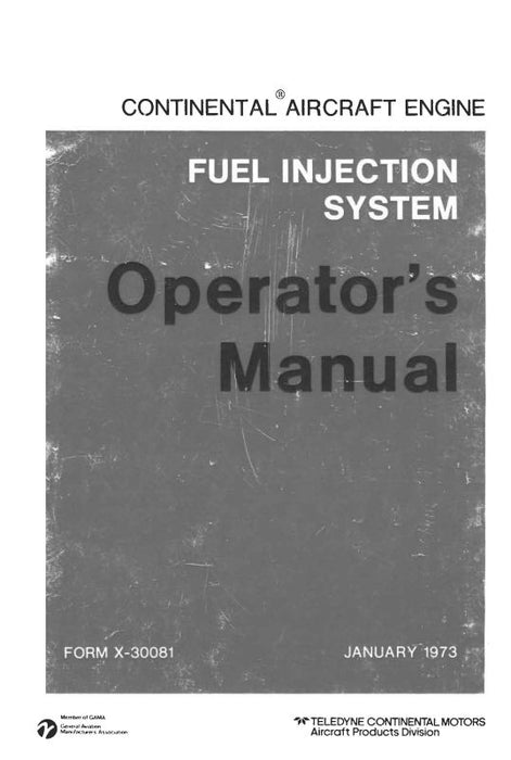 Continental Fuel Injection System 1973 Operator's Manual (X-30081)