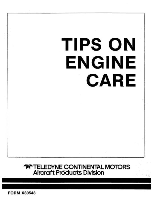 Continental Tips On Engine Care Operator's Manual (X30548)