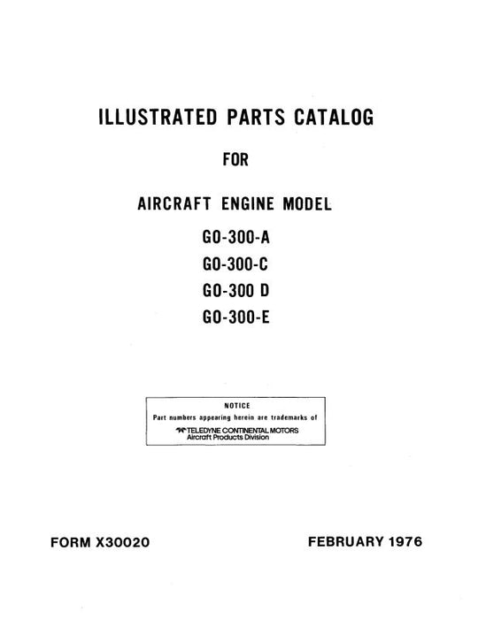 Continental GO-300 Series Parts Catalog (X-30020)