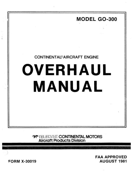 Continental GO-300 1981 Overhaul Manual (X-30019)