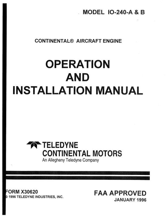 Continental IO-240A & B Series Operator's Manual (X30620)
