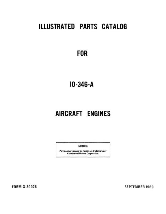 Continental IO-346-A Engine Parts Manual (COIO-346A-69-PC)