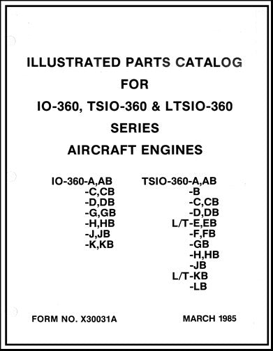 Continental IO,TSIO,LTSIO-360 Series Parts Catalog (X-30031A)