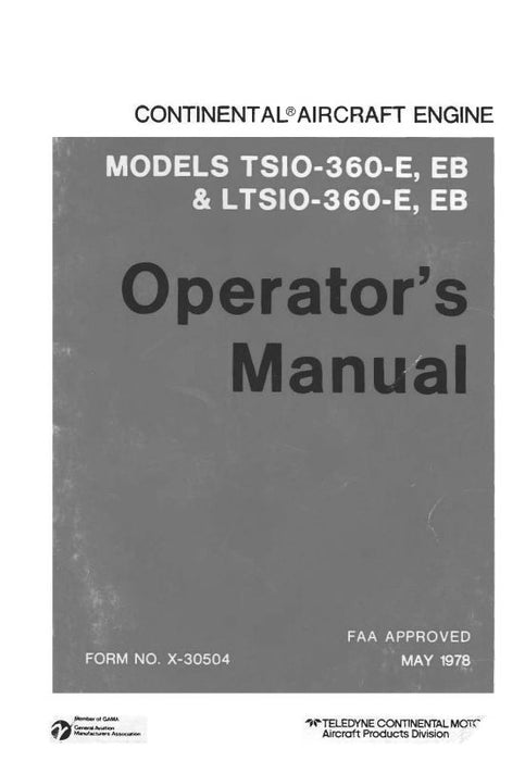 Continental TSIO360 & LTSIO360 Series 1977 Operator's Manual (X-30504)