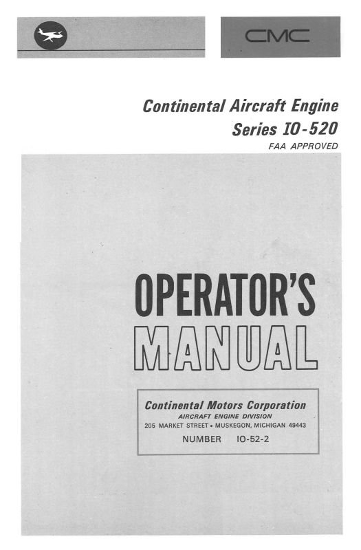 Continental IO520 Series 1966 Operator's Manual (IO522) — Essco Aircraft
