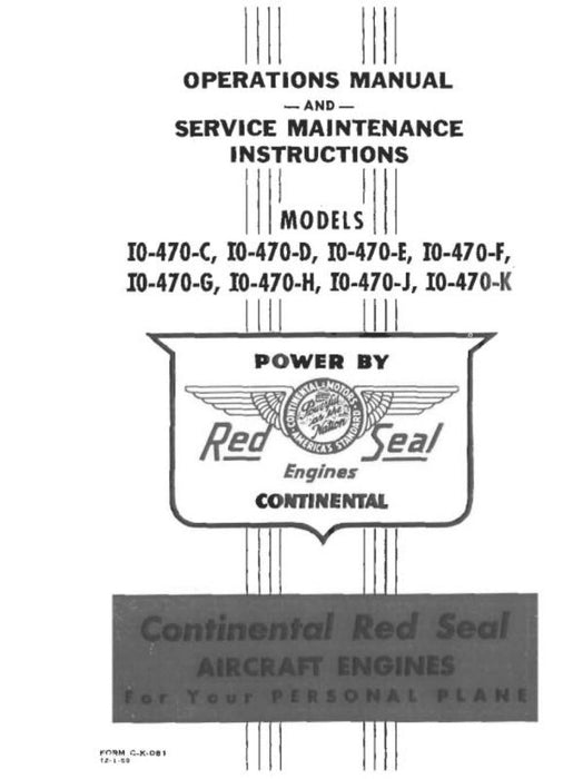 Continental IO-470-C thru K Red Seal Operations & Service Maintenance (C-K-081)
