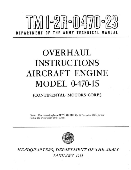 Continental 0-470-15 1958 Overhaul Instructions (1-2R-0470-23)