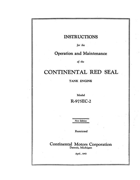Continental R-975EC-2 Series Operation and Maintenance Manual (COR975EC2-42OPC)