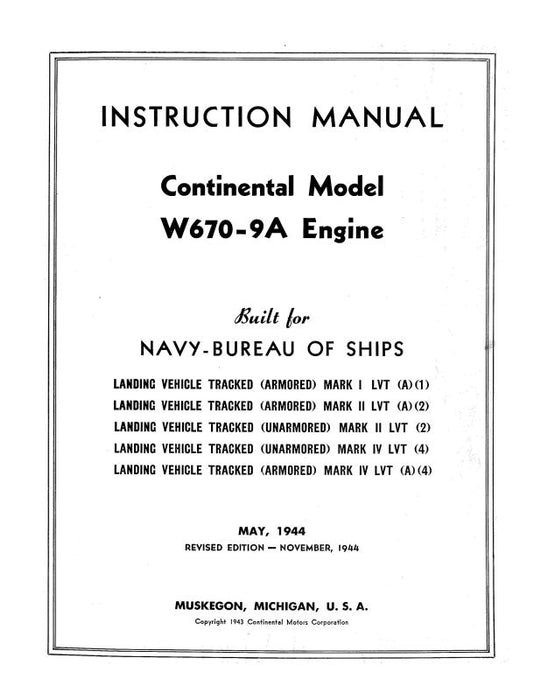 Continental W670-9A Engine Instruction (COW6709A-IN)