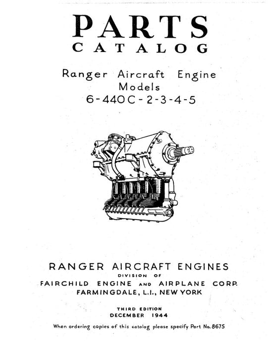 Fairchild 6-440C-2-3-4-5 Ranger Engines Parts Catalog (8675)