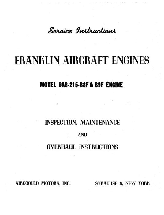 Franklin 6A8-215-B8F,B9F Maintenance (FR6A82158FB9F)