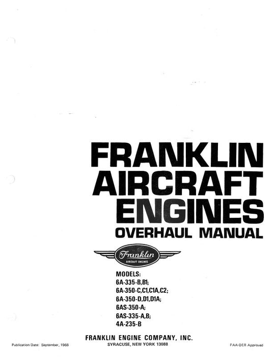 Franklin 6A-335-B, 6A-350C,D,6AS-335A,B Overhaul Manual (FR6ASER-68-OH)