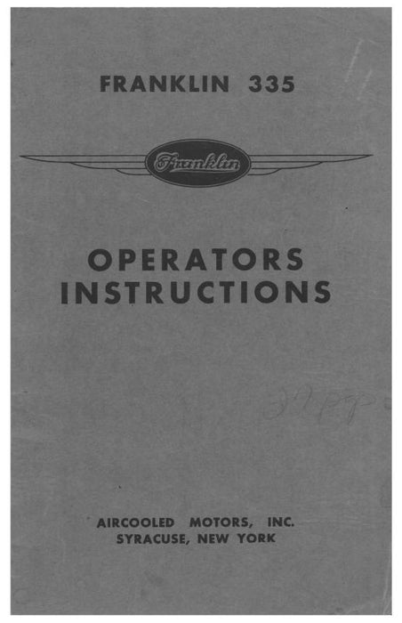 Franklin 335 Operators Instructions (FRO335SER-OP-C)