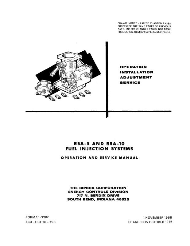 Bendix Rsa Fuel Injection Test Bench Bendix RSA-5 RSA-10 Fuel Injector Maintenance Manual (15-338C) — Essco ...