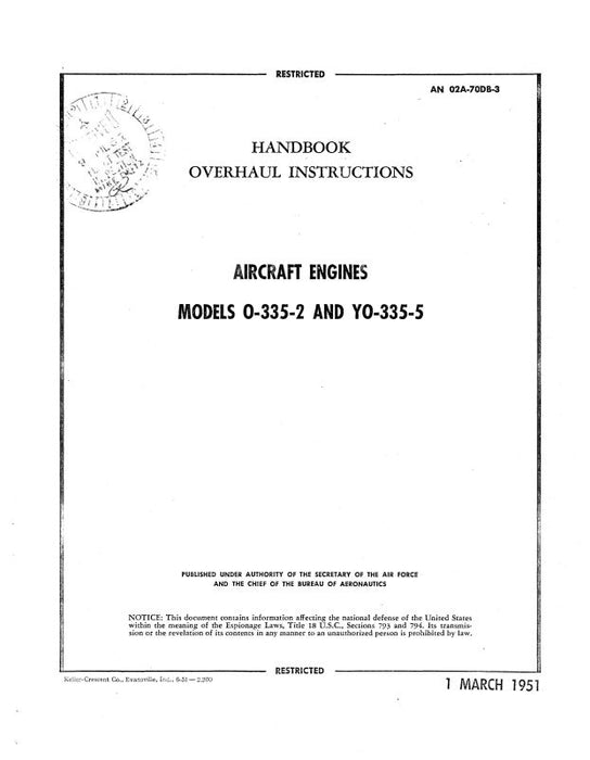 Franklin O-335-2 & YO-335-5 Overhaul Instructions (02A-70DB-3)