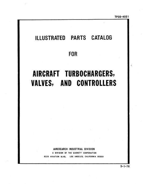 Garrett TP30-4001 1978 Illustrated Parts Catalog (TP30-4001)