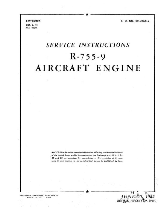 Jacobs R-755-9 Engine Maintenance Manual (02-30AC-2)