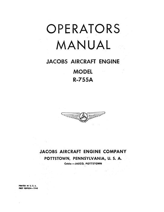 Jacobs R-755A 1948 Operator's Manual (JCR755A-OPS-C)