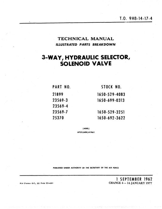 Adel 3-WayHydraulicSelectorSelenoid Illustrated Parts (9H8-14-17-4)