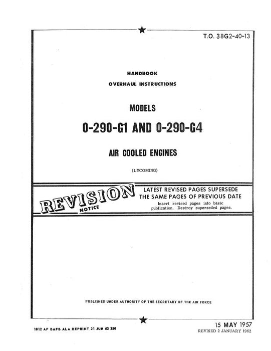 Lycoming O-290-G1, -G4 Overhaul (38G2-40-13)