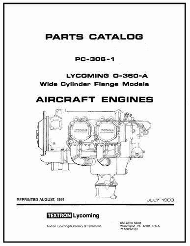 Lycoming O-360-A 1980 Parts Catalog PC-306-1 (PC-306-1)