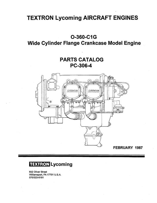 Lycoming O-360-C1G 1987 Parts Catalog PC-306-7 (PC-306-4A)
