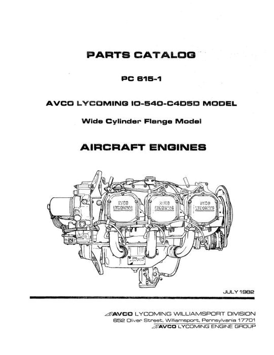 Lycoming IO-540-C4D5D Parts Catalog PC-615-1 (PC-615-1)