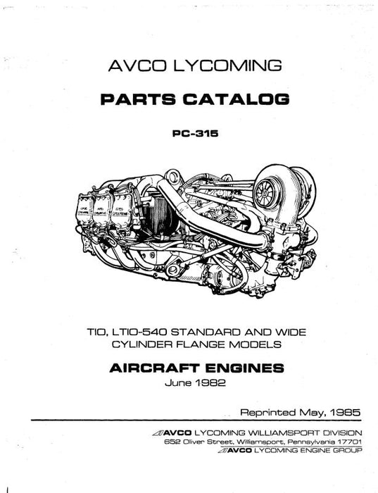 TIO, LTIO540 1985 Parts Catalog PC315 (PC315) — Essco Aircraft